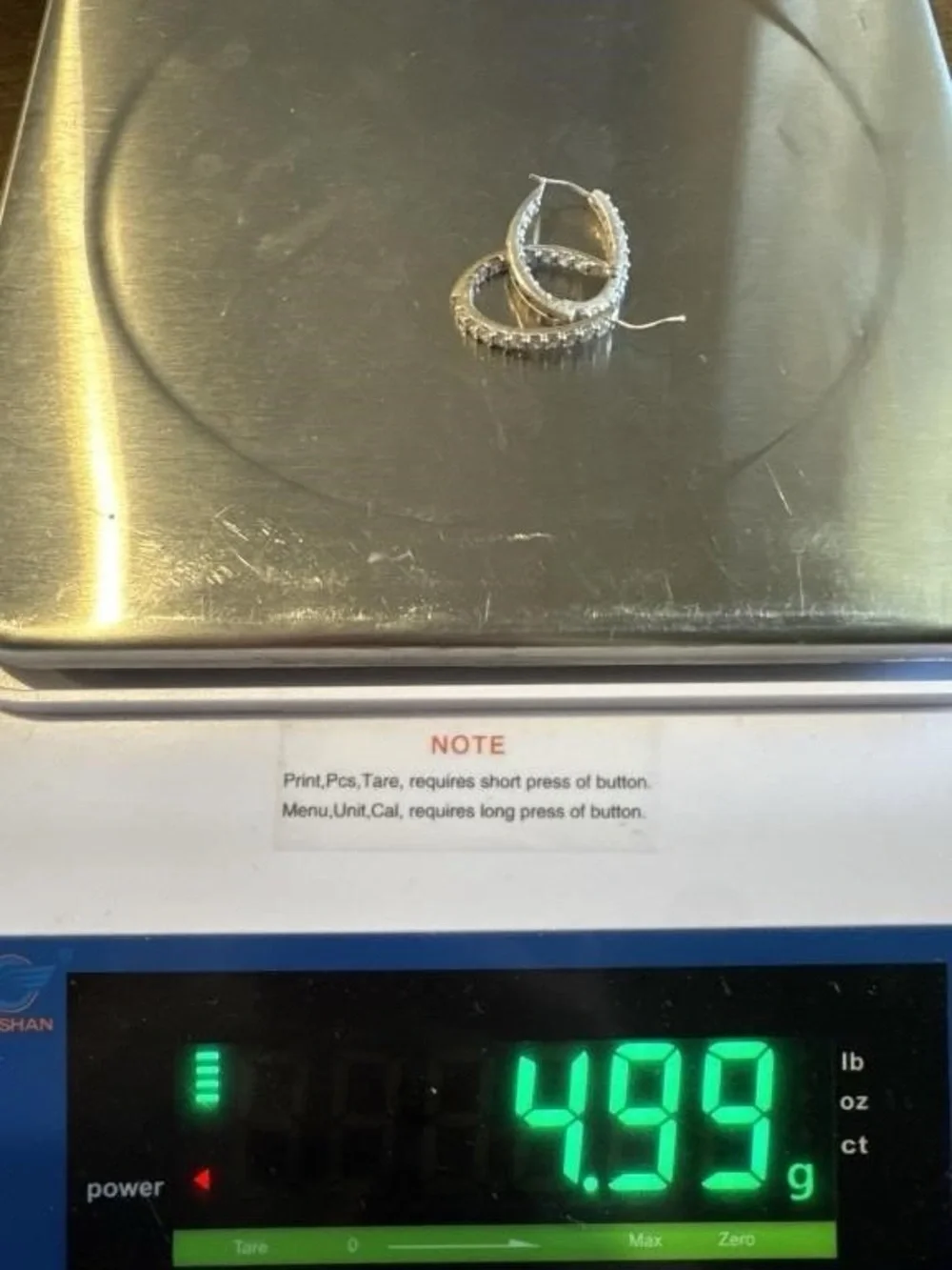 Vintage 925 DQCZ Diamonique Cubic Zirconia Sterling Silver Hoop Earrings 4.99g - Picture 4 of 10